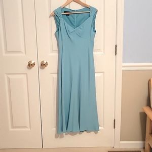 Jones New York Tea length Aqua Blue Sleeveless  Lined Dress Size 12